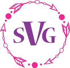 Flat isolated arrow frame monogram. Circle frame monogram illustration vector.