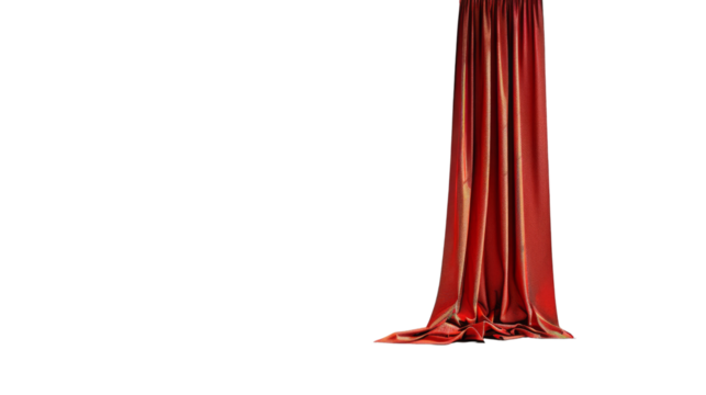 Window red curtain on white background