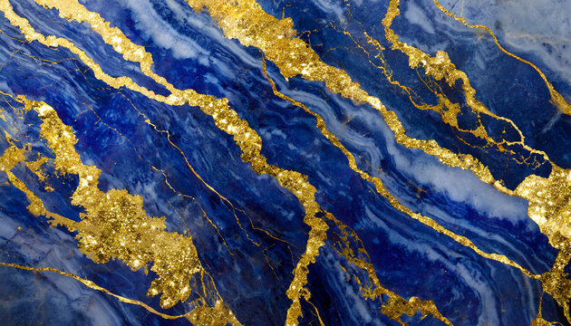 abstract background lapis lazuli marble with shine gold pattern, texture wallpaper