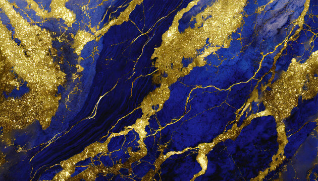 abstract background lapis lazuli marble with shine gold pattern, texture wallpaper