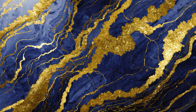 abstract background lapis lazuli marble with shine gold pattern, texture wallpaper