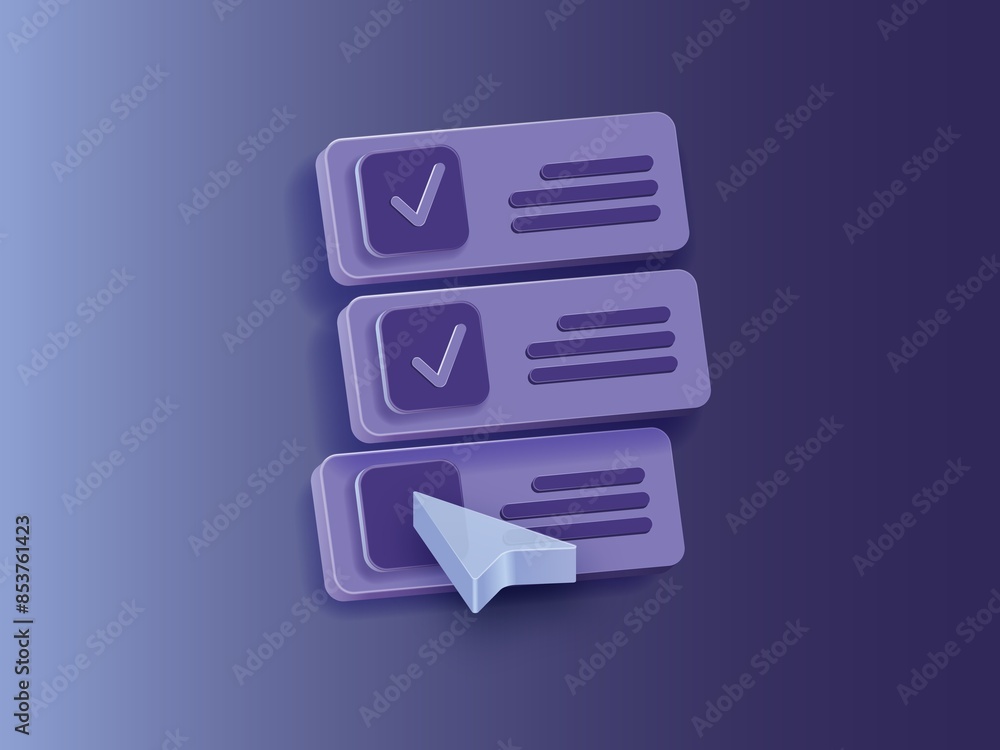 Leinwandbilder bar with drop-down box for web interface design. 3d arrow mouse cursor with drop-down menu. web brow