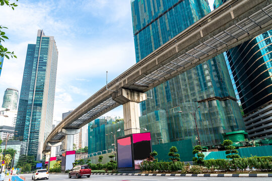 Overhead Railway system,running through Kuala Lumpur city center,Malaysia.
