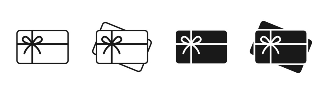 Gift card icon. Gift certificate vector set. Special present sign.