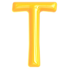 Gold Font T 3D Render