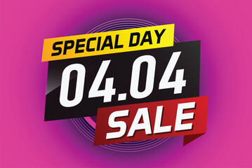 Naklejka premium 4.4 Special day sale word concept vector illustration with ribbon and 3d style for use landing page, template, ui, web, mobile app, poster, banner, flyer, background, gift card, coupon