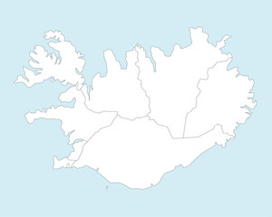 Vector blank map of Iceland with regions and administrative divisions. Editable and clearly labeled layers.