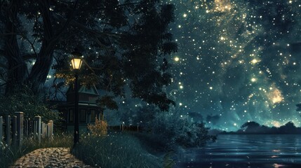 digital art of Stargazing victorian twilight lighting 