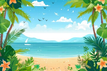 Fototapeta premium Summer Background illustration created with Generative AI