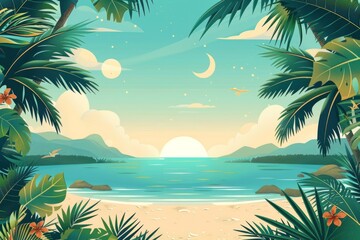 Fototapeta premium Summer Background illustration created with Generative AI