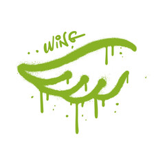 Naklejka premium Spray Painted Graffiti wing. Sprayed grunge element isolated. Urban graffiti wing with over spray in green over white. Vector textured illustration.