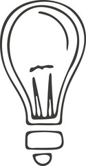 Hand drawn light bulb icon. Vector picture, doodle style.
