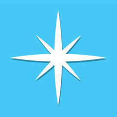 Obraz premium Simple star, rating symbol. White icon with shadow on sky background. Vector illustration. EPS 10