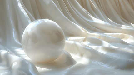 A 3D white ball casting soft shadows onto a curved white background