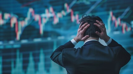 株価の下落に悩むビジネスマン

