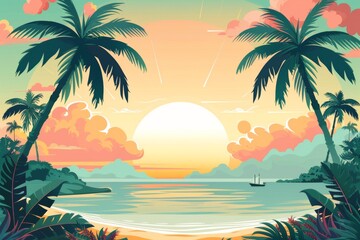 Obraz premium Summer Background illustration created with Generative AI