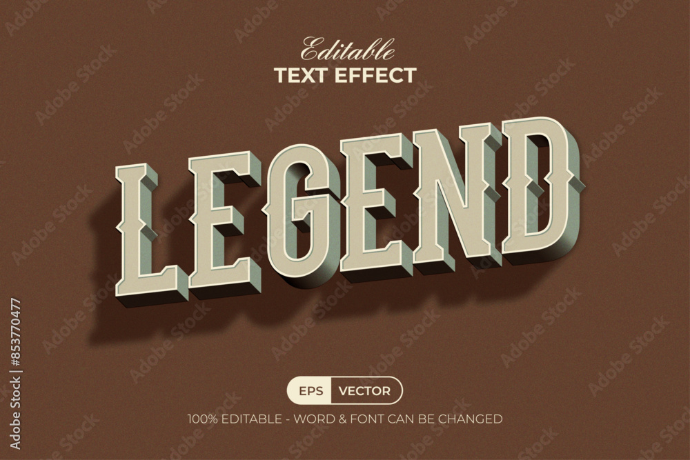 Poster legend 3d text effect vintage long shadow style. editable text effect.