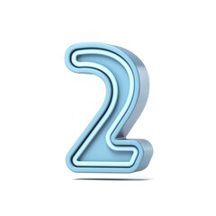 Pastel blue font Number 2 TWO 3D