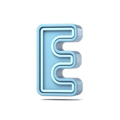 Pastel blue font Letter E 3D