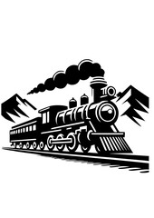 Train SVG, Steam Locomotive SVG, Railway SVG, Mountains SVG, Locomotive in Mountains SVG, Transport SVG, Passengers SVG, Locomotive Silhouette, Vector, Clipart, Cut file for Cricut SVG, JPG, PNG