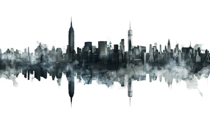 Fototapeta premium Silhouette of Chicago skyline on white background