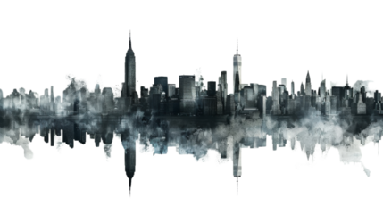 Silhouette of Chicago skyline on white background