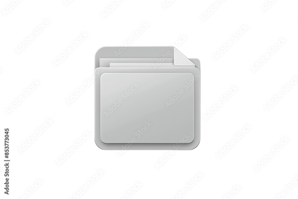 Poster an isolated empty gray folder icon on a transparent background. representing file management and org