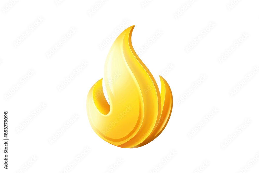 Poster bright yellow flame icon on a transparent background. perfect for usage in web design, apps, and vis