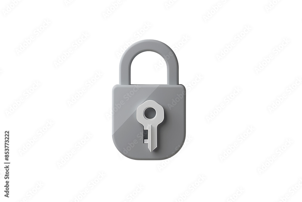 Poster grey padlock icon representing security and protection, isolated on a clear background. ideal for se
