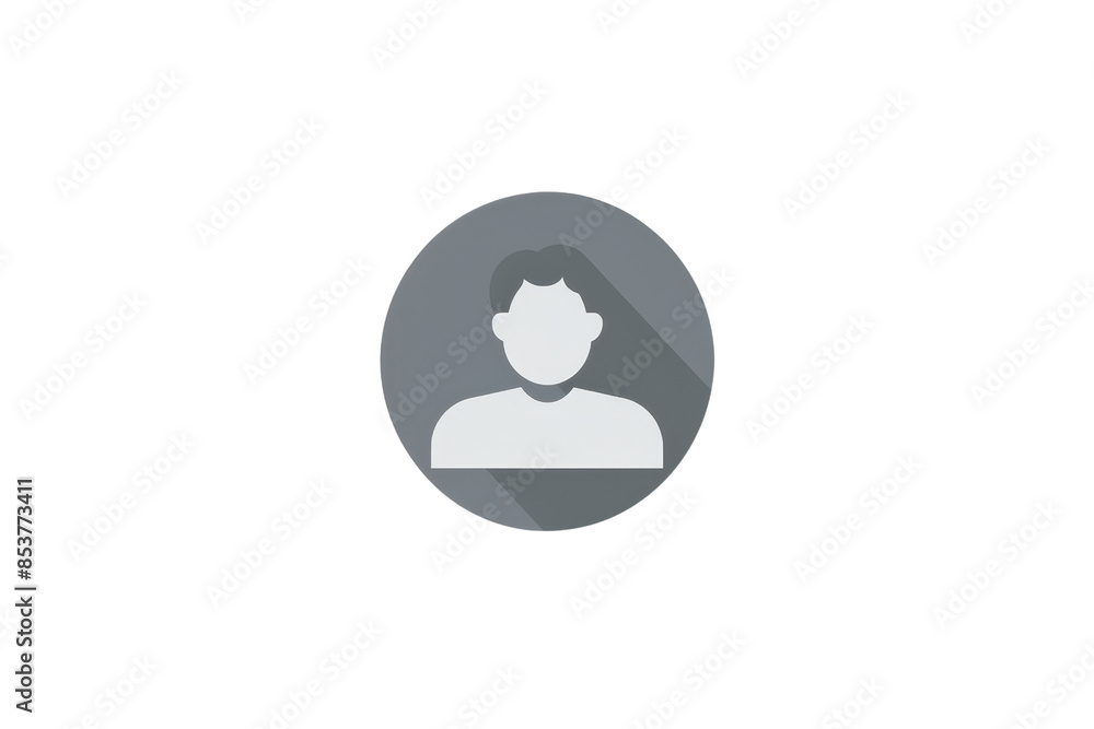 Poster minimalistic gray user profile avatar icon representing a person symbol with a shadow, suitable for 
