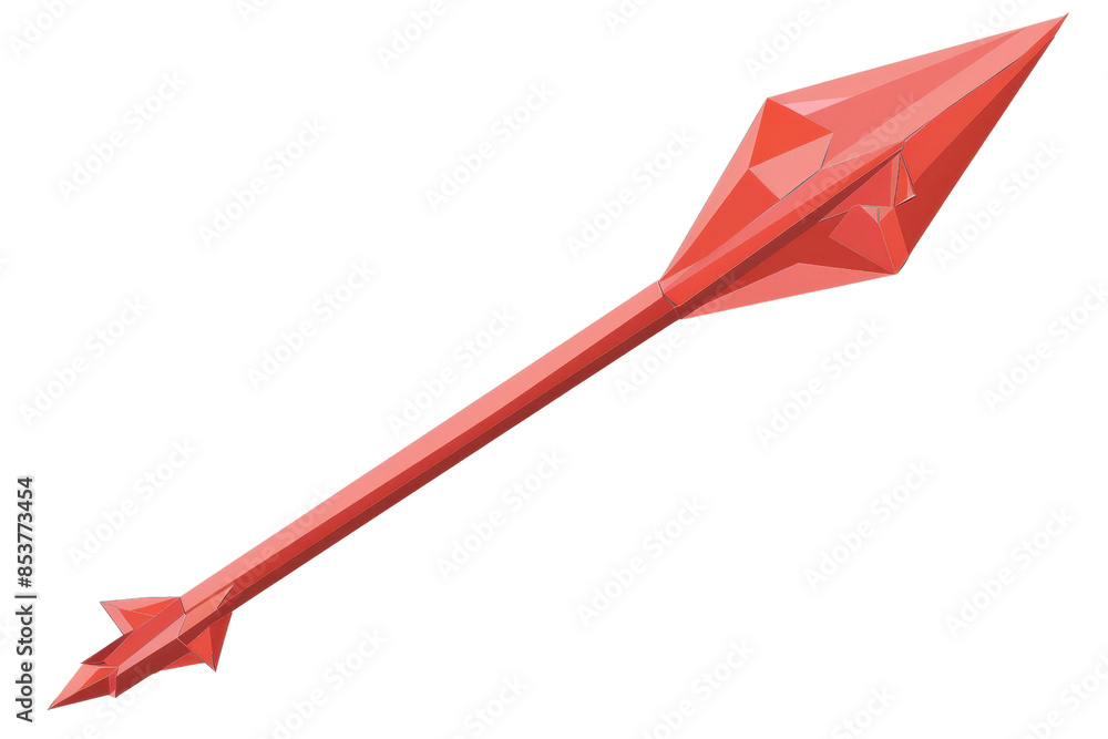 Poster minimalistic red arrow in low-poly design isolated on transparent background. symbolizing direction 