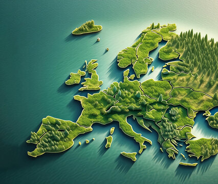 European green deal - Europe map made from vegetation
