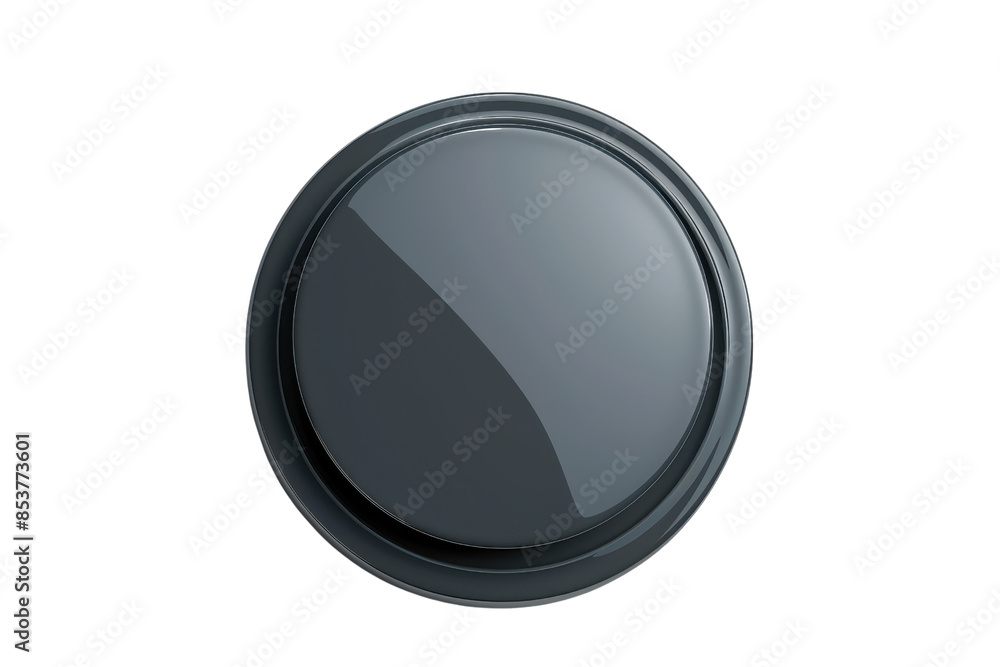 Poster top view of a black, modern, round button on a transparent background. perfect for technology, inter