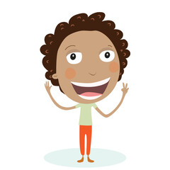 Black Boy showing ok gesture cartoon character. Sign language, gesticulation, peace gesture. Vector illustration.