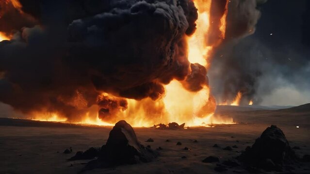 The force of the explosion of meteorite fragments hitting the earth