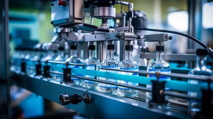 Efficient product packaging line under led lighting on conveyor belt for optimal visibility