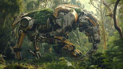 Fototapeta premium Photos of 3D, images of various futuristic robot animals.