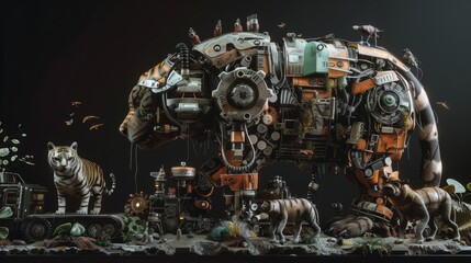 Photos of 3D, images of various futuristic robot animals.