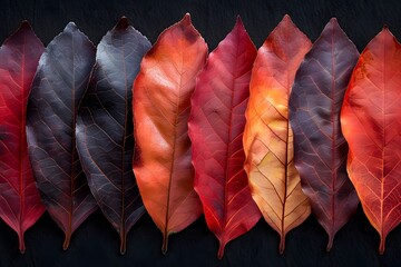 Autumn Leaves Macro Photography Showcasing Vibrant Colors for Seasonal Design, Cards, Posters