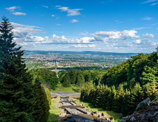 The Landscape view of Kassel during a sunny day on the hill in Summer