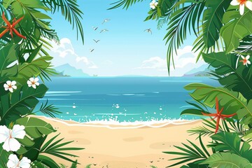 Naklejka premium Summer Background illustration created with Generative AI