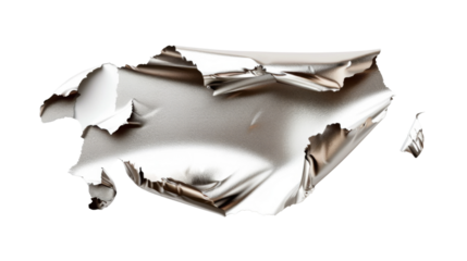 Metallic paper ,sticky teared sticker shape paper, on white background