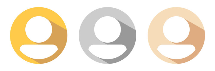 set of gold, silver and bronze membership icons. profile symbol. trendy design isolated on white background