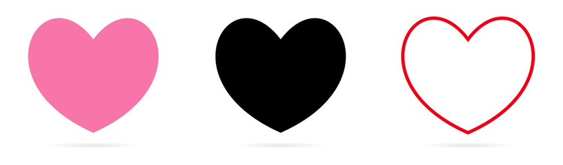 heart icon set. love symbol illustration. trendy design isolated on white background