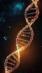 A close-up view of the DNA double helix structure, showcasing the intricate design and beauty of life's fundamental building blocks in a vibrant, colorful depiction