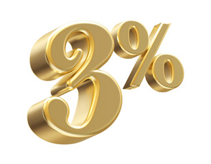 3 Percent Off Sale Gold Number 3D