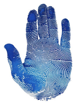 recommend clip art: PNG Right palm blue fingerprints hand studio shot electronics.