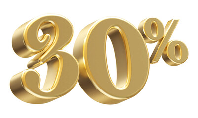 30 Percent Off Sale Gold Number 3D