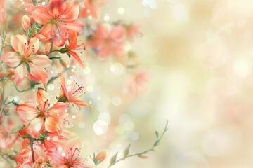 Beautiful Flowers Background, Light Blooming Pattern, Color Flower Mockup, Floral Banner
