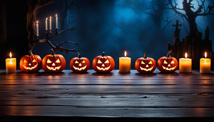 Rustic halloween themed table with copy space